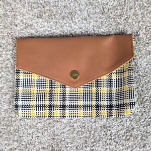Ipsy‎ September 2021 Envelope Glam Bag Yellow Plaid Makeup Bag